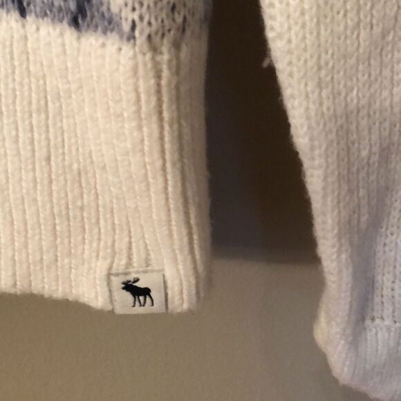 ABERCROMBIE KIDS SIZE 15/16 WHITE BLUE ARGYLE LONG SLEEVE COTTON BLEND SWEATER - Picture 4 of 6